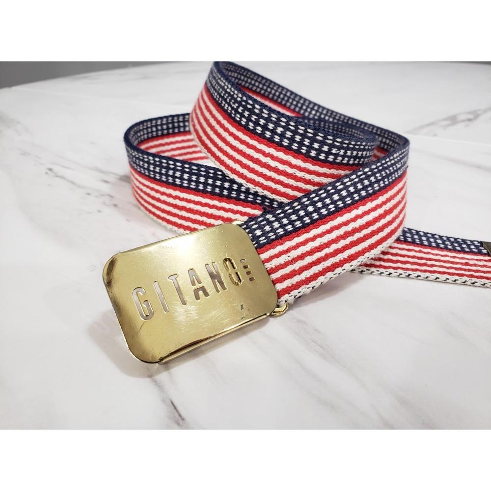 Gitano 80's Lady Patriotic Belt 34" Vintage American Flag Mom 90s
